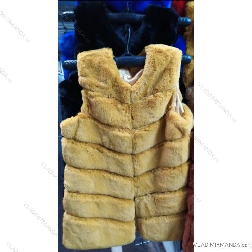 Vesta kožúšok s kapucňou dámska (S- L ONE SIZE) POLSKÁ MÓDA PM620011