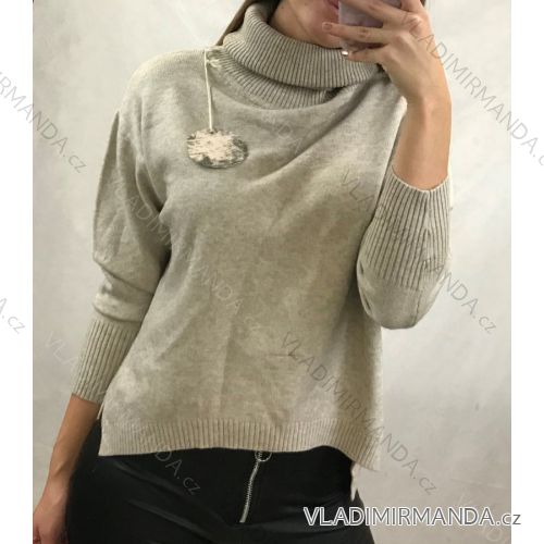 Sveter rolák dlhý rukáv dámske (S/L ONE SIZE) Italská móda I IM820054/DR béžová SL