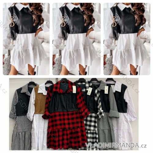 Šaty košeľové s vestou dlhý rukáv dámske (S / M ONE SIZE) TALIANSKÁ MÓDA IMWA201074