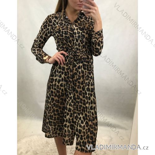 Šaty elegantné košeľové dlhý rukáv dámske (UNI S / L) TALIANSKÁ MÓDA IMWA20915 vzor-1