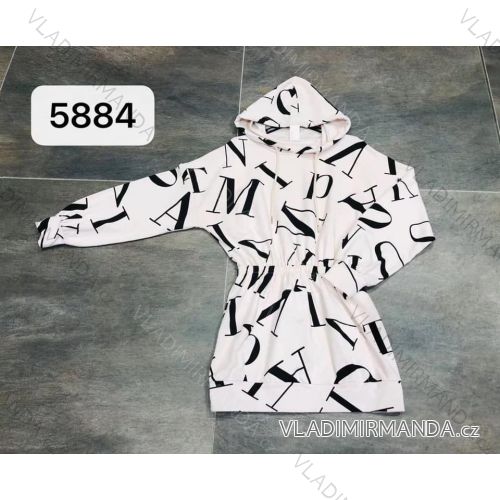 Šaty mikinové dlhý rukáv s kapucňou dámske (S / M ONE SIZE) TALIANSKÁ MÓDA IMM205884