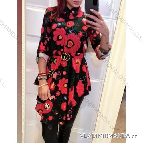 Šaty košilové elegantné dlhý rukáv dámske (S / M ONE SIZE) TALIANSKÁ MÓDA IMM20996