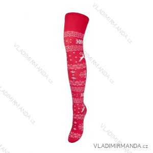 Ponožky Vianočné nadkolienky veselé nórskej vločky dámske (one size) POĽSKÁ MODA DPP22NORSKER/DR