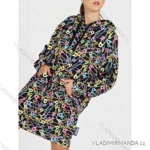 Šaty mikinové dlhý rukáv s kapucňou dámske (S / M ONE SIZE) TALIANSKÁ MÓDA IMWD201584