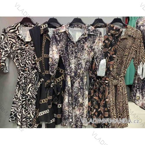 Šaty košeľové dlhý rukáv dámske (S / M ONE SIZE) TALIANSKÁ MÓDA IMWD21065