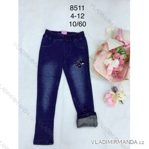 Džegíny riflové jeans zateplené kožúškom detské dorast dievčenské (4-12 rokov) FAD YF-8511/D/52A