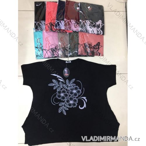 Tričko krátky rukáv dámske nadrozmerné (XL / 2XL ONE SIZE) TURECKÁ MODA TM921072
