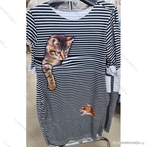 Šaty klasik douhý rukáv prúžok (S / M ONE SIZE) TALIANSKÁ MÓDA IMM21031