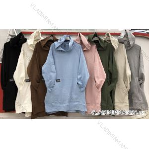 Mikina predĺžená dlhý rukáv s kapucňou dámska (S / M / L ONE SIZE) TALIANSKÁ MÓDA IMWG21013