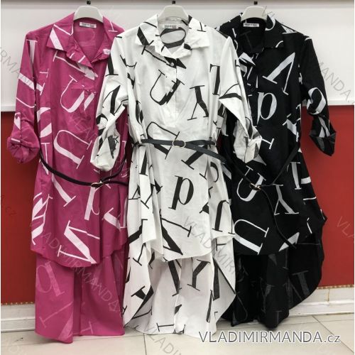 Šaty elegantné košeľové dlhý rukáv dámske (S-XL) TALIANSKÁ MÓDA IMWG21021