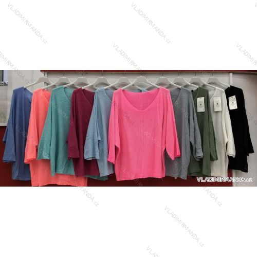 Sveter pletený tenký dlhý rukáv dámsky (S / M / L ONE SIZE) TALIANSKÁ MÓDA IMWG21027