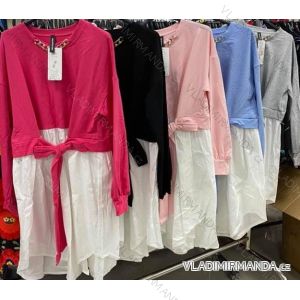 Šaty voľnočasové dlhý rukáv zaväzovacie dámske (S / M ONE SIZE) TALIANSKA MODA IMM21120