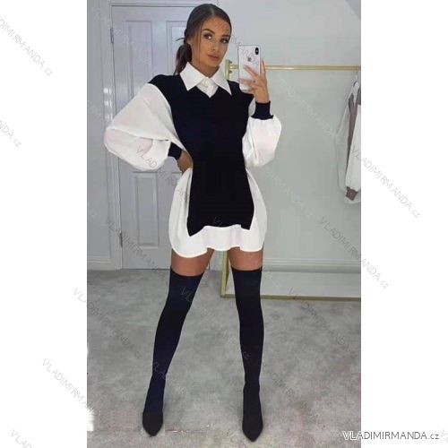 Šaty košeľové dlhý rukáv dámske (S / M ONE SIZE) TALIANSKÁ MÓDA IMWH21069