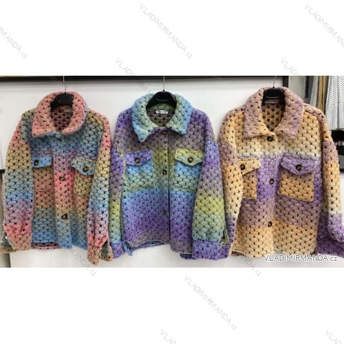 Kabát krátký dlouhý rukáv na knoflíčky dámský (S/M ONE SIZE) ITALSKÁ MÓDA IMWH21024