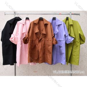 Šaty alá kabát tenký jarný predĺžený dlhý rukáv na zips dámske (S / M ONE SIZE) TALIANSKA MODA IMWY21030