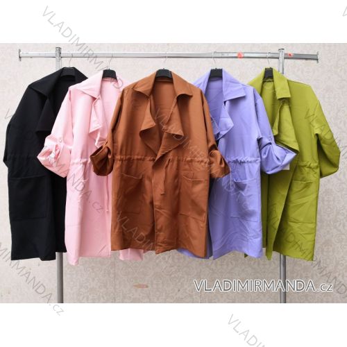 Šaty alá kabát tenký jarný predĺžený dlhý rukáv na zips dámske (S / M ONE SIZE) TALIANSKA MODA IMWY21030