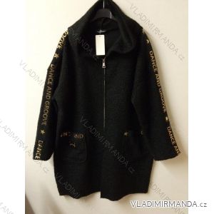 Kabát beránek dlouhý rukáv na zip s kapucí dámská (UNI L/2XL) ITALSKÁ MÓDA IMG20222