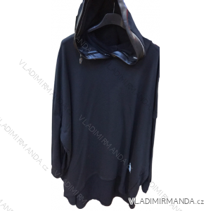 Šaty mikina predĺžená dlhý rukáv s kapucňou dámske (L / 2XL oversize ONE SIZE) TALIANSKA MODA IM4201599/DR