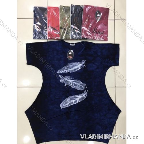 Tričko krátky rukáv dámske nadrozmerné (XL / 2XL ONE SIZE) TURECKÁ MODA TM921071