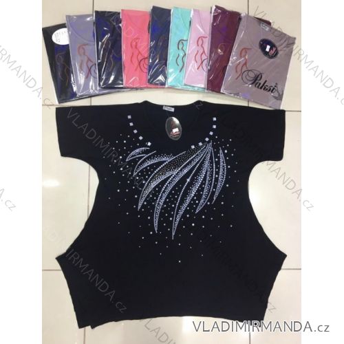 Tričko krátky rukáv dámske nadrozmerné (XL / 2XL ONE SIZE) TURECKÁ MODA TM921076