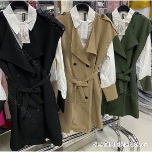 Šaty košeľové s kabátom dlhý rukáv dámske (S / M ONE SIZE) TALIANSKÁ MÓDA IMM21274