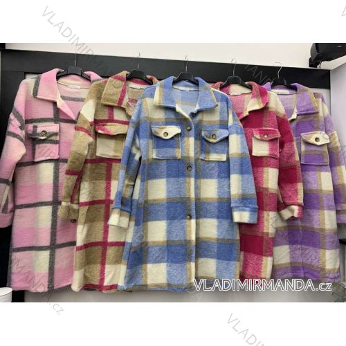 Kabát strednej jarné dlhý rukáv na gombíky dámsky (S / M / L ONE SIZE) TALIANSKÁ MÓDA IM921017