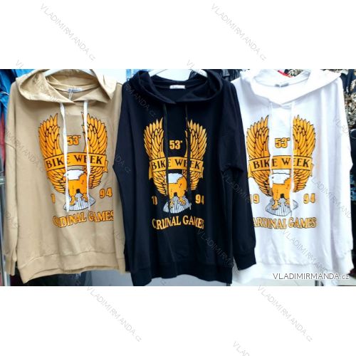 Mikina slabá dlhý rukáv s kapucňou dámska (S / M ONE SIZE) TALIANSKÁ MÓDA IMWD21622