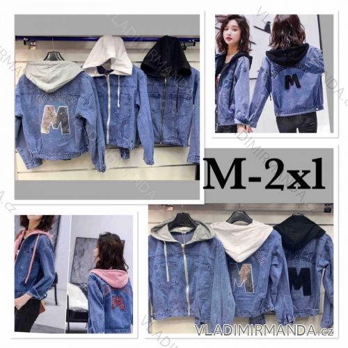 Bunda tenká jarná rifľová s kapucňou dámska (M-2XL) TALIANSKÁ MÓDA IMWD21644