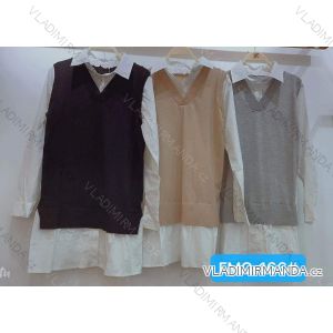 Šaty košeľové s vestou dlhý rukáv dámske (S-XL) TALIANSKÁ MÓDA IM921FMC-166