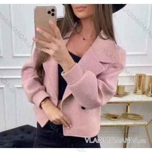 Bunda jarné na gombíky dlhý rukáv dámská (S / M ONE SIZE) TALIANSKÁ MÓDA IM921074