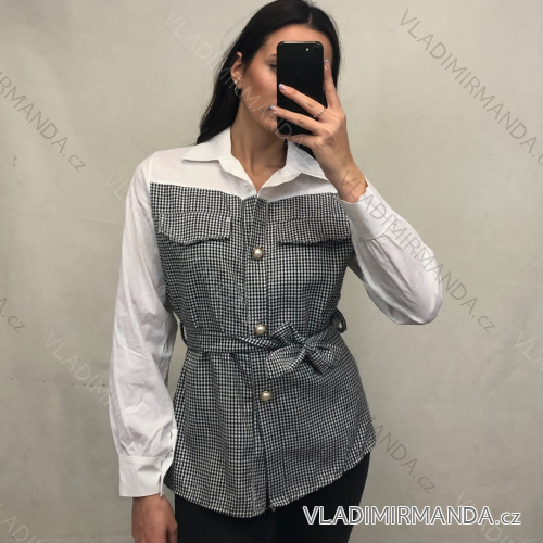 Košele dlhý rukáv dámska (S / M ONE SIZE) TALIANSKÁ MÓDA IMM21282/DR S / M one size čierna