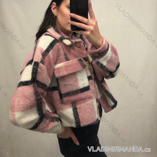 Kabát krátký dlouhý rukáv dámsky (S / L ONE SIZE) TALIANSKÁ MÓDA IMM21754/DR S/L one size hnedá