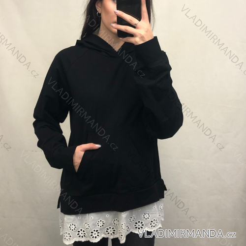 Mikina se spodničkou dlouhý rukáv dámská (S / M ONE SIZE) Talianska MÓDA IM921002/DR S / M one size čierna