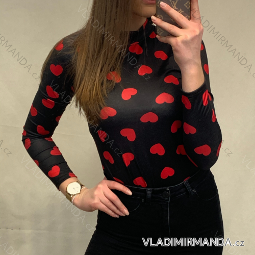 Body srdíčkové dlhý rukáv dámske (S / M ONE SIZE) TALIANSKÁ MÓDA IMWY21052