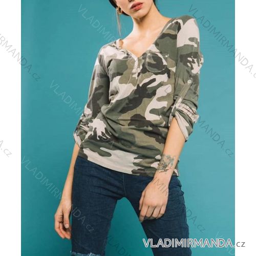 Tričko dlhý rukáv dámske maskáč (S / M ONE SIZE) TALIANSKÁ MÓDA IMM21333
