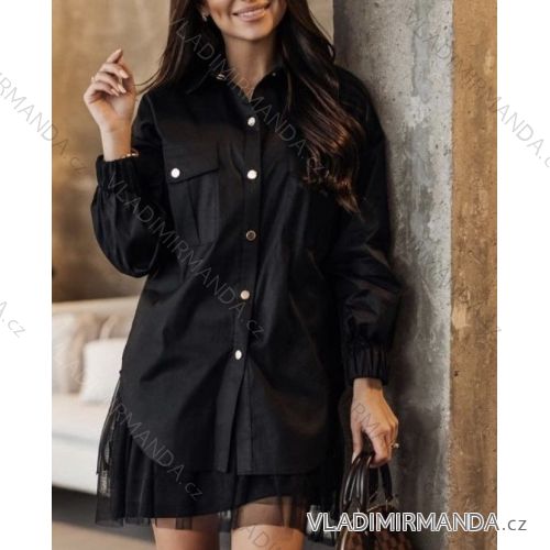 Košile elegantní prodloužená dlouhý rukáv dámská (S/M ONE SIZE) ITALSKÁ MÓDA IMWD21779