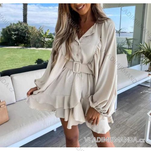 Šaty elegantní košilové dlouhý rukáv dámské (S/M ONE SIZE) ITALSKÁ MÓDA IMWD21869