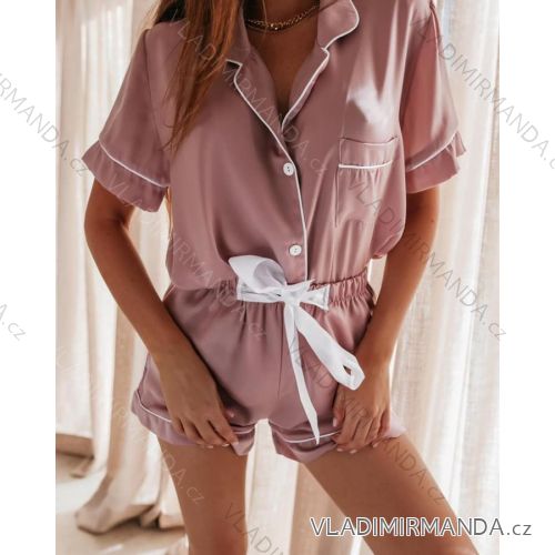 Souprava pyžamová košile a kraťasy dámská (S/M ONE SIZE) ITALSKÁ MÓDA IMM21354