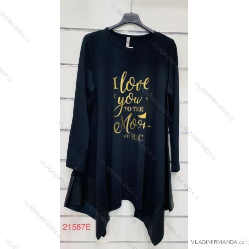 Šaty dlhý rukáv dámske nadrozmerné (L / XL / 2XL ONE SIZE) TALIANSKÁ MÓDA IMWK21159A