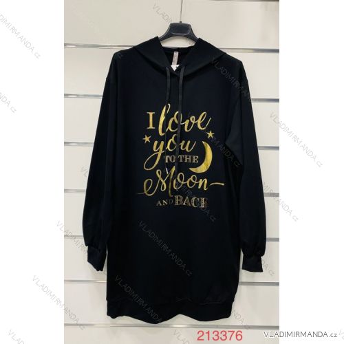 Šaty mikinové dlhý rukáv dámske nadrozmerné (L / XL / 2XL ONE SIZE) TALIANSKÁ MÓDA IMWK21160A