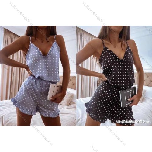 Souprava pyžamová tílko a kraťasy puntík dámská (S/M ONE SIZE) ITALSKÁ MÓDA IMWA21047