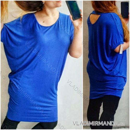 Šaty oversize krátky rukáv dámske (L/XL/2XL/3XL ONE SIZE) TALIANSKA MÓDA IMD20451/DR modrá