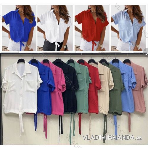 Košeľa elegantná krátky rukáv dámska (S / M ONE SIZE) TALIANSKÁ MÓDA IMWD211413