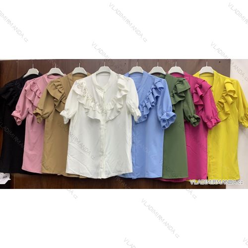 Košeľa elegantná krátky rukáv dámska (S / M ONE SIZE) TALIANSKÁ MÓDA IMWD211444