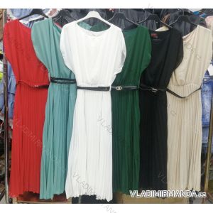 Šaty elegantné krátky rukáv s pásikom dámske (S / M ONE SIZE) TALIANSKÁ MÓDA IMWD211479