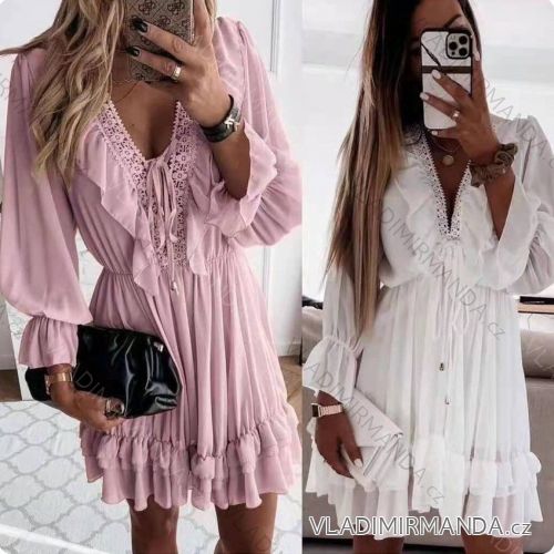 Šaty elegantní dlouhý rukáv dámské (S/M ONE SIZE) ITALSKÁ MÓDA IMWH21080