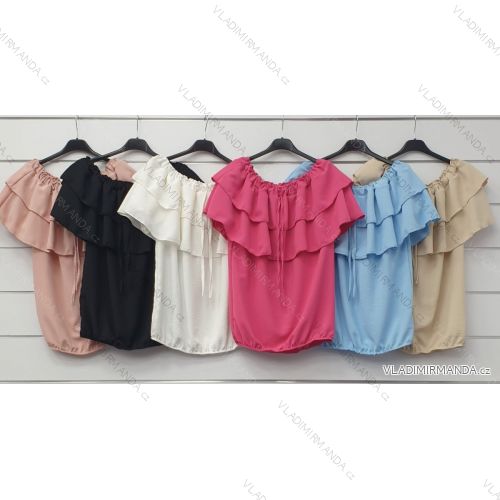 Tričko elegantní krátký rukáv dámské (S/M ONE SIZE) ITALSKÁ MÓDA IMWA21179