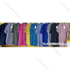 šaty košile prodloužená 3/4 krátký rukáv dámské proužek (xl-2xl one size) ITALSKÁ MODA IMD21203