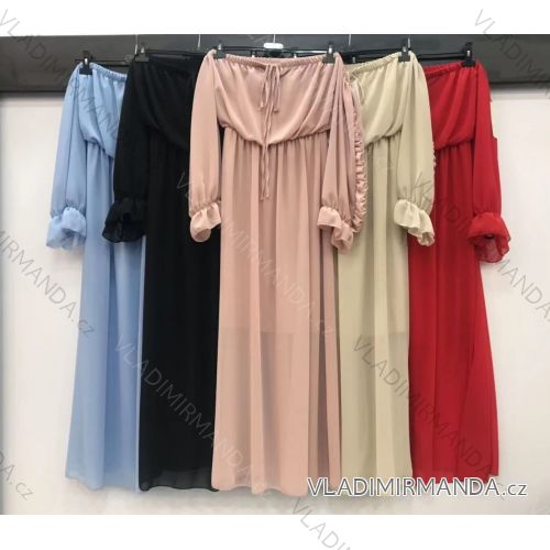 Šaty dlouhé elegantní carmen dlouhý rukáv dámské (S/M ONE SIZE) ITALSKÁ MÓDA IMWD212046