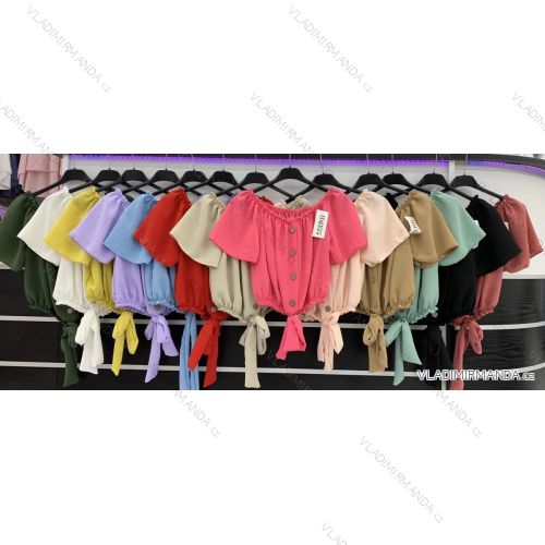 Top tričko elegantní krátký rukáv dámský (S/M ONE SIZE) ITALSKÁ MÓDA IMWD212180